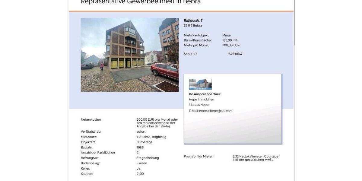 Gewerbeobjekt Bebra - 700&euro; | Angebot:25673556