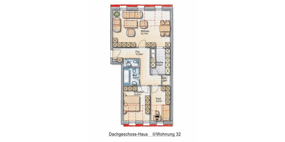 Dachgeschoßwohnung Ohrdruf - 3 Zimmer, 82 m&sup2;, 120.000&euro; | Angebot:26427101