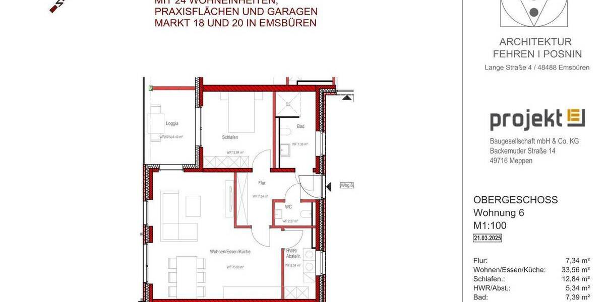 Etagenwohnung Emsbüren - 2 Zimmer, 73 m&sup2;, 317.500&euro; | Angebot:25684472