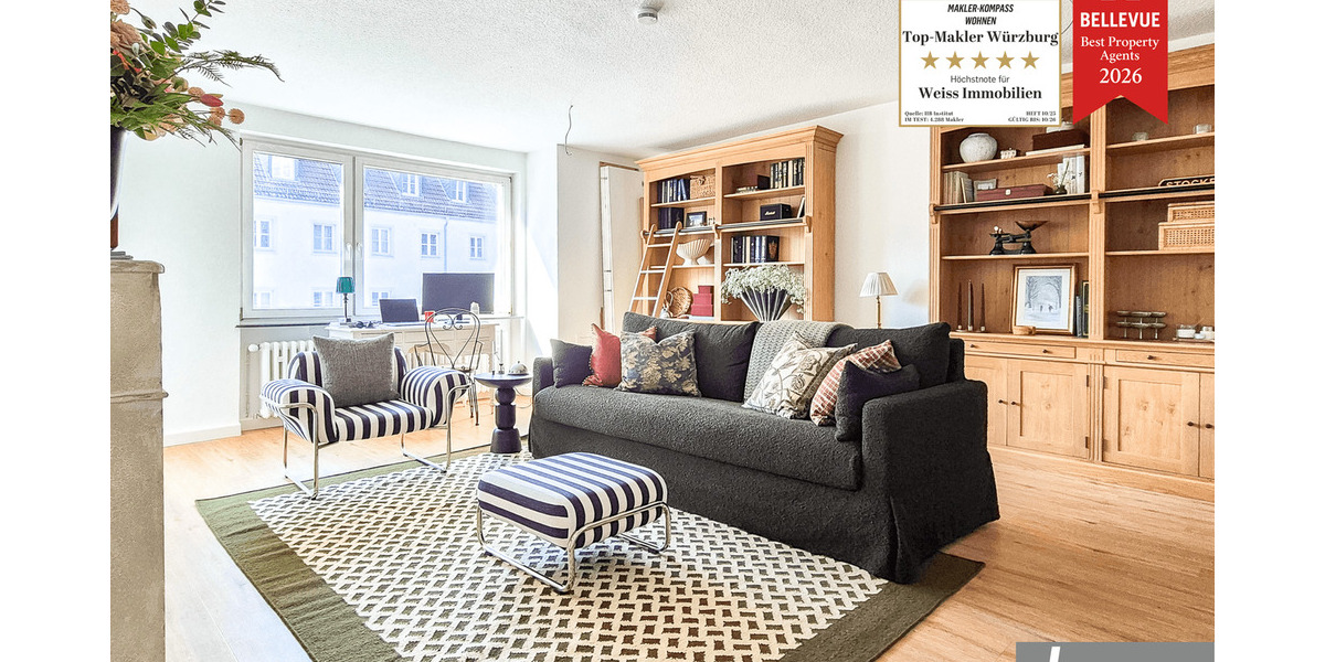 Etagenwohnung Würzburg Altstadt - 2 Zimmer, 66 m&sup2;, 1.155&euro; | Angebot:25536214