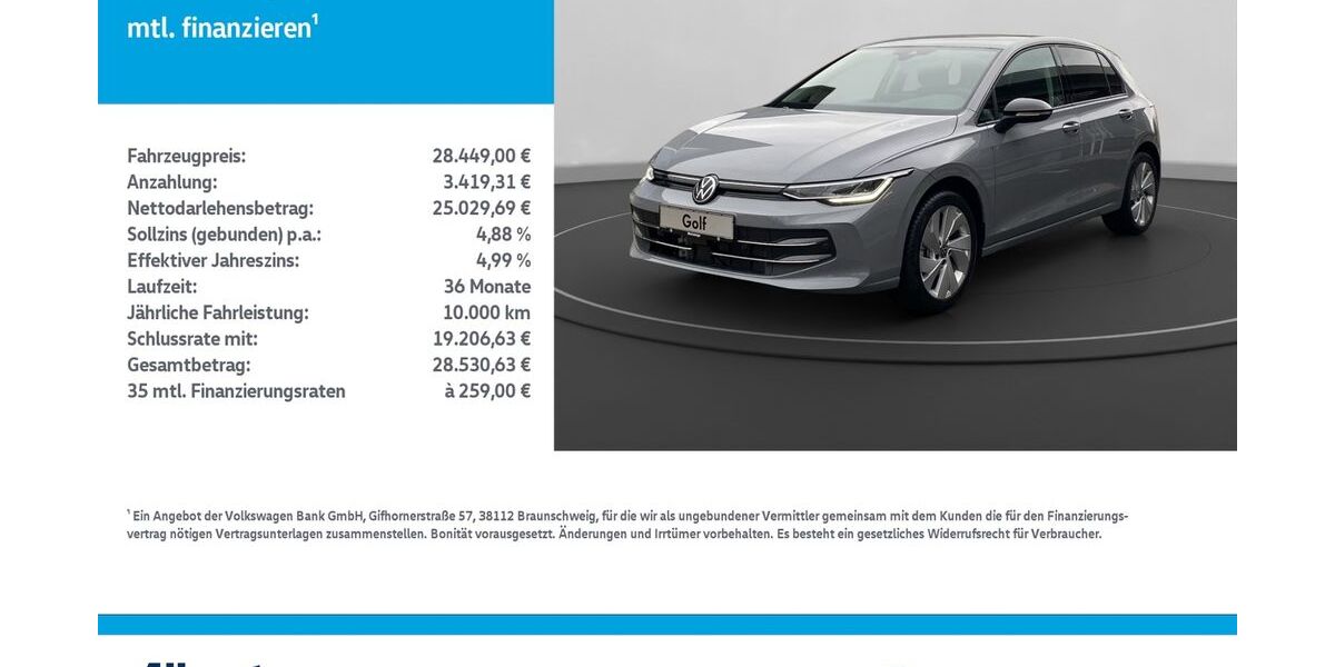 VW Golf 4.900 km 28.449 &euro; Nordhausen 99734