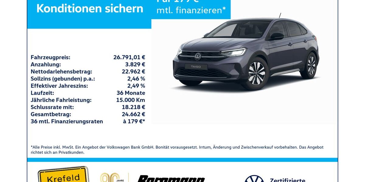 VW Taigo 7.232 km 26.791 &euro; Krefeld 47803