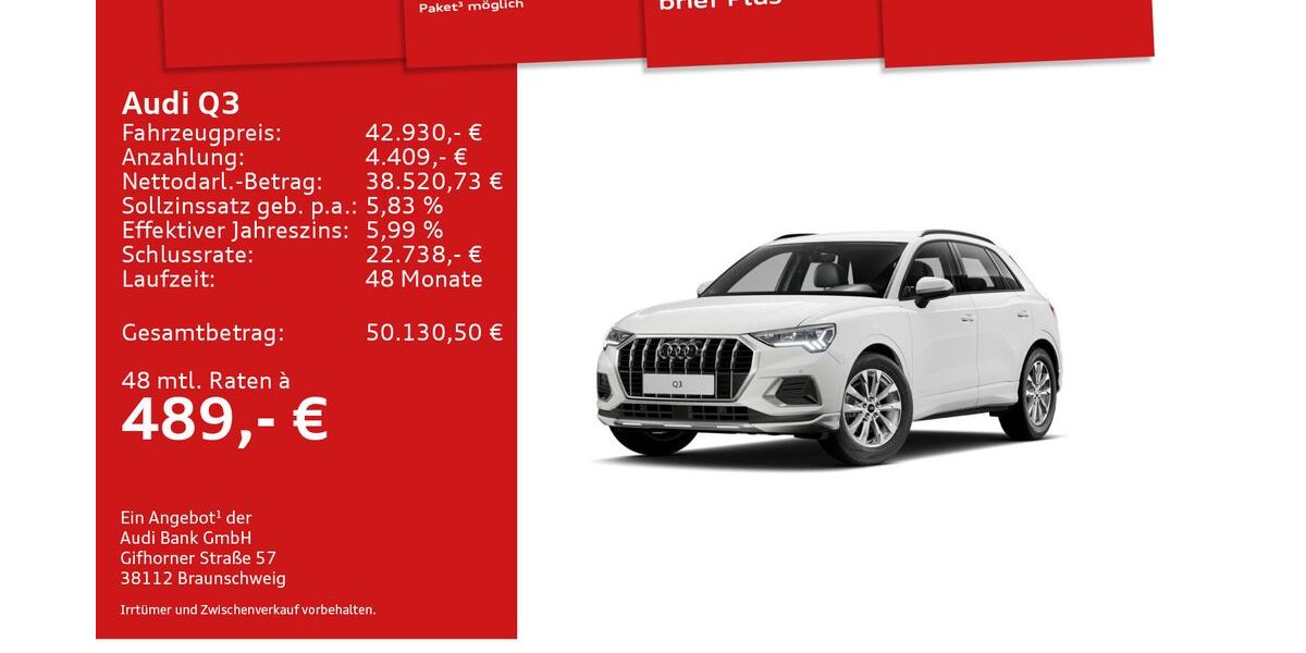 Audi Q3 7.500 km 42.930 € Mosbach 74821