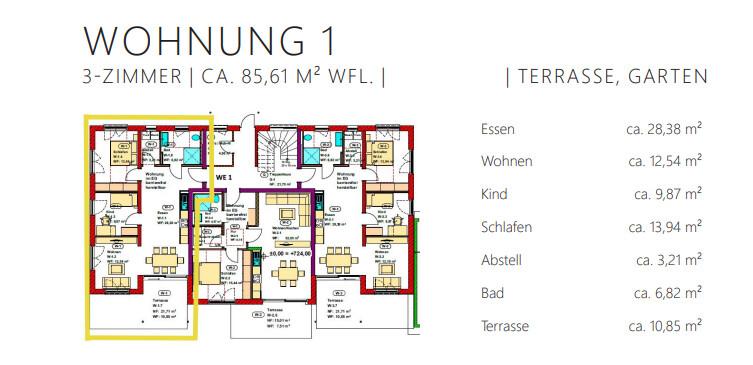Erdgeschoßwohnung Marktoberdorf - 3 Zimmer, 86 m&sup2;, 1.455&euro; | Angebot:25053141