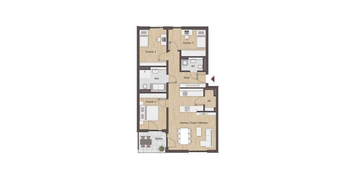 Etagenwohnung Nürnberg Laufamholz - 4 Zimmer, 93 m&sup2;, 672.920&euro; | Angebot:26887104