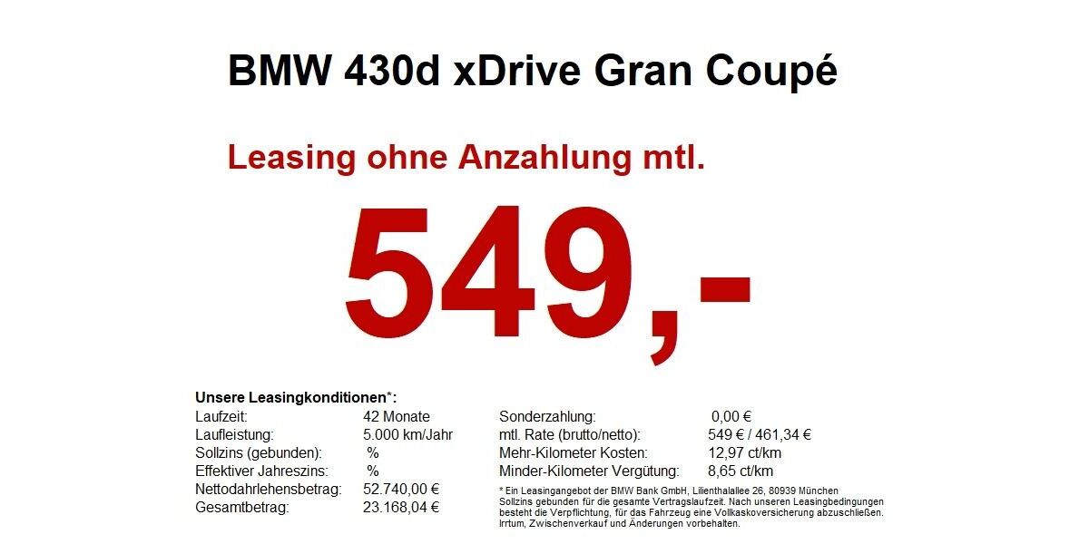 BMW 430 Gran Coupé 25.913 km 52.740 &euro; Salz 97616