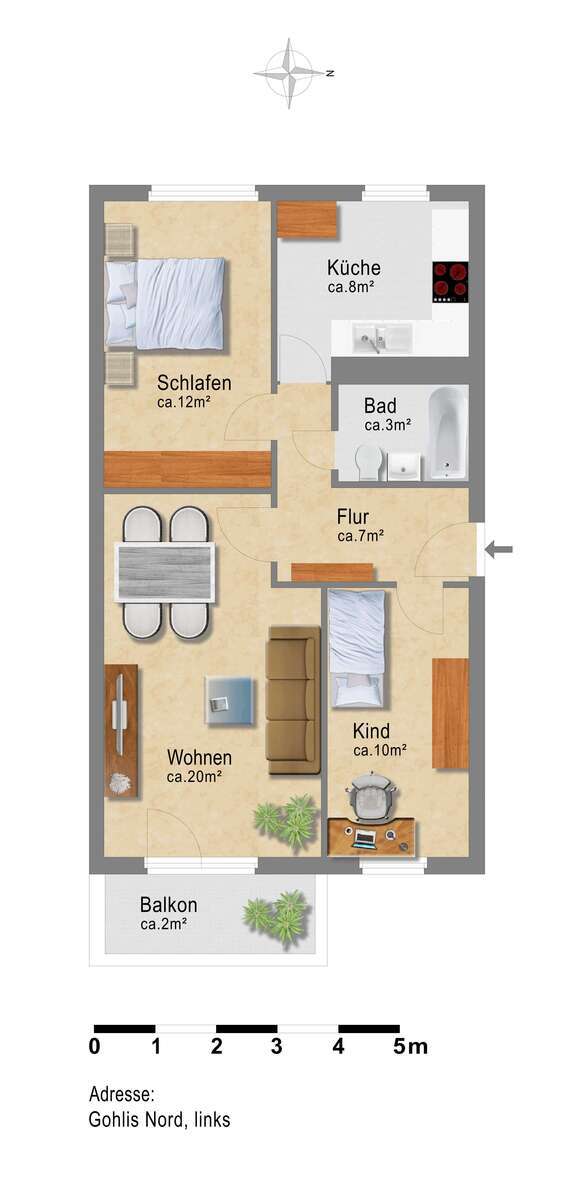 3-Raum-Wohnung mit Balkon 3 zimmer