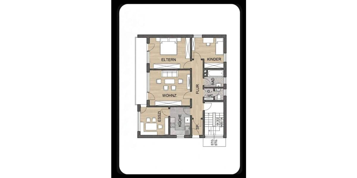 Etagenwohnung Vilsbiburg Reit - 3 Zimmer, 100 m&sup2;, 900&euro; | Angebot:26833508