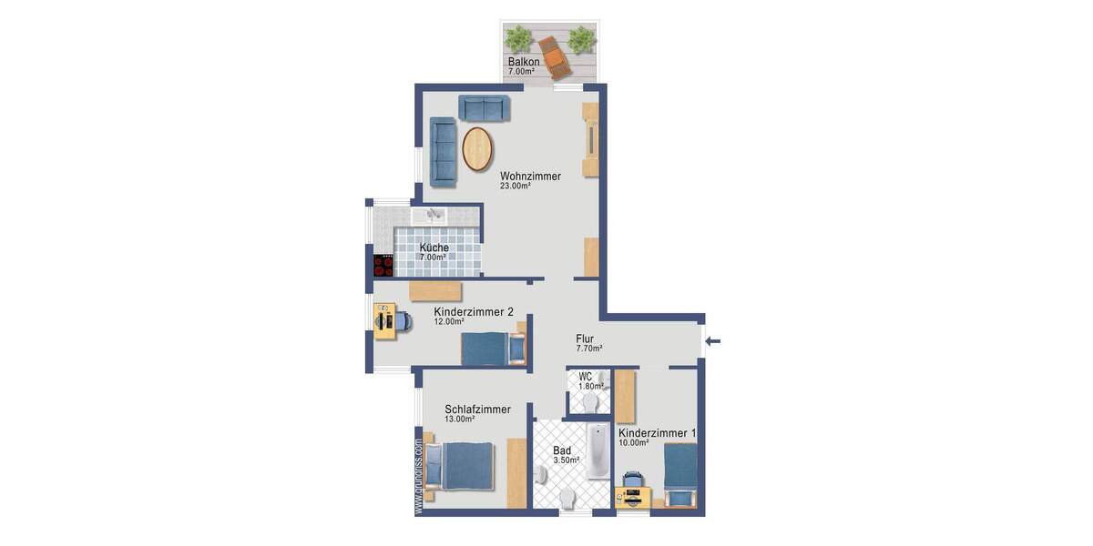 Etagenwohnung Mering - 4 Zimmer, 80 m&sup2;, 398.000&euro; | Angebot:26054943