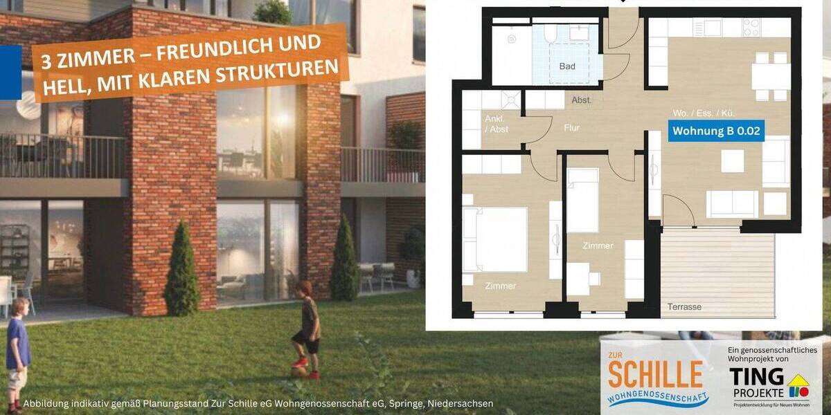 Etagenwohnung Springe Bennigsen - 3 Zimmer, 67 m&sup2;, 92.500&euro; | Angebot:26805848