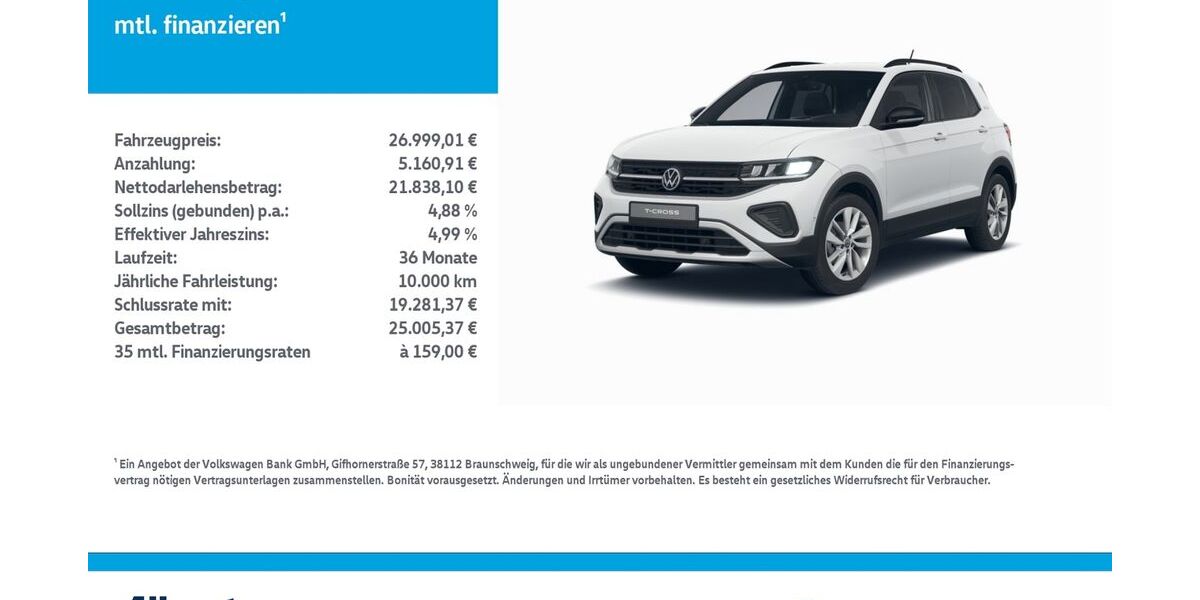 VW T-Cross 11.600 km 26.999 &euro; Mühlhausen/Thüringen 99974