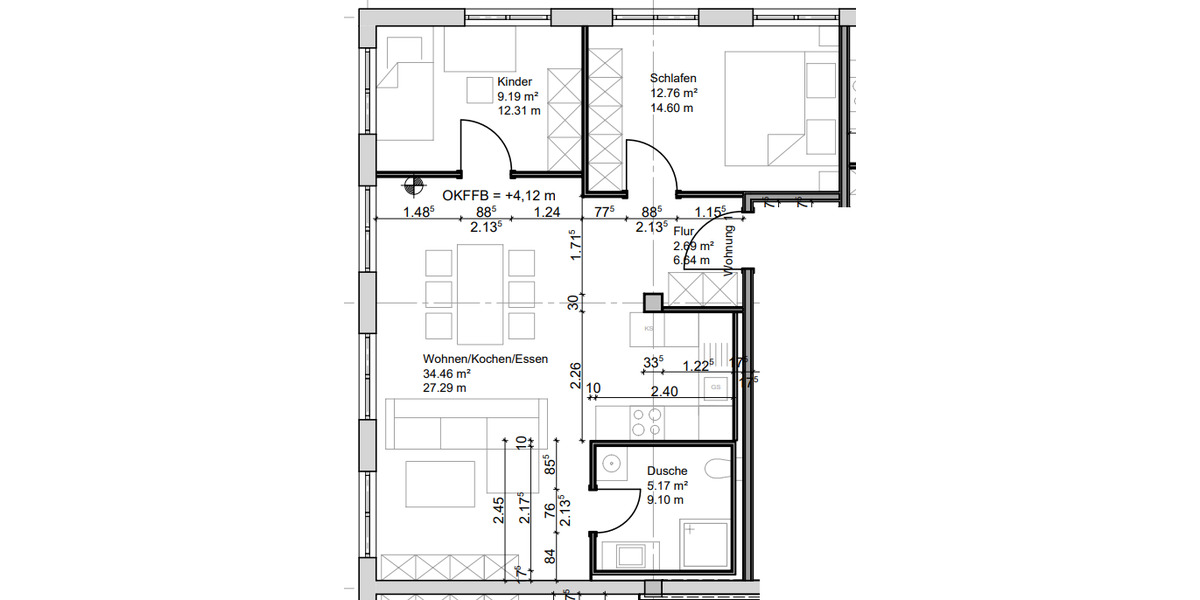 Etagenwohnung Dessau-Roßlau Roßlau - 3 Zimmer, 64 m&sup2;, 483&euro; | Angebot:26306475