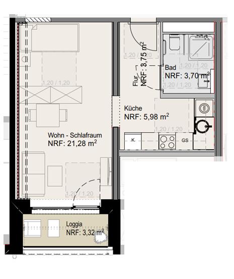 Etagenwohnung Cottbus Sachsendorf - 1 Zimmer, 37 m&sup2;, 588&euro; | Angebot:26163993