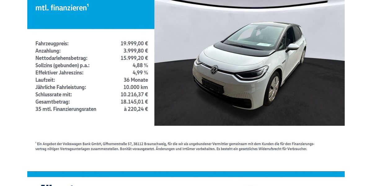 VW ID.3 44.904 km 19.999 &euro; Leinefelde-Worbis/DE 37327