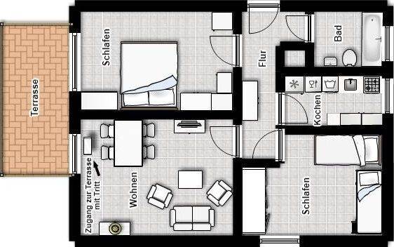 Etagenwohnung Juist - 3 Zimmer, 57 m&sup2;, 389.000&euro; | Angebot:26344644