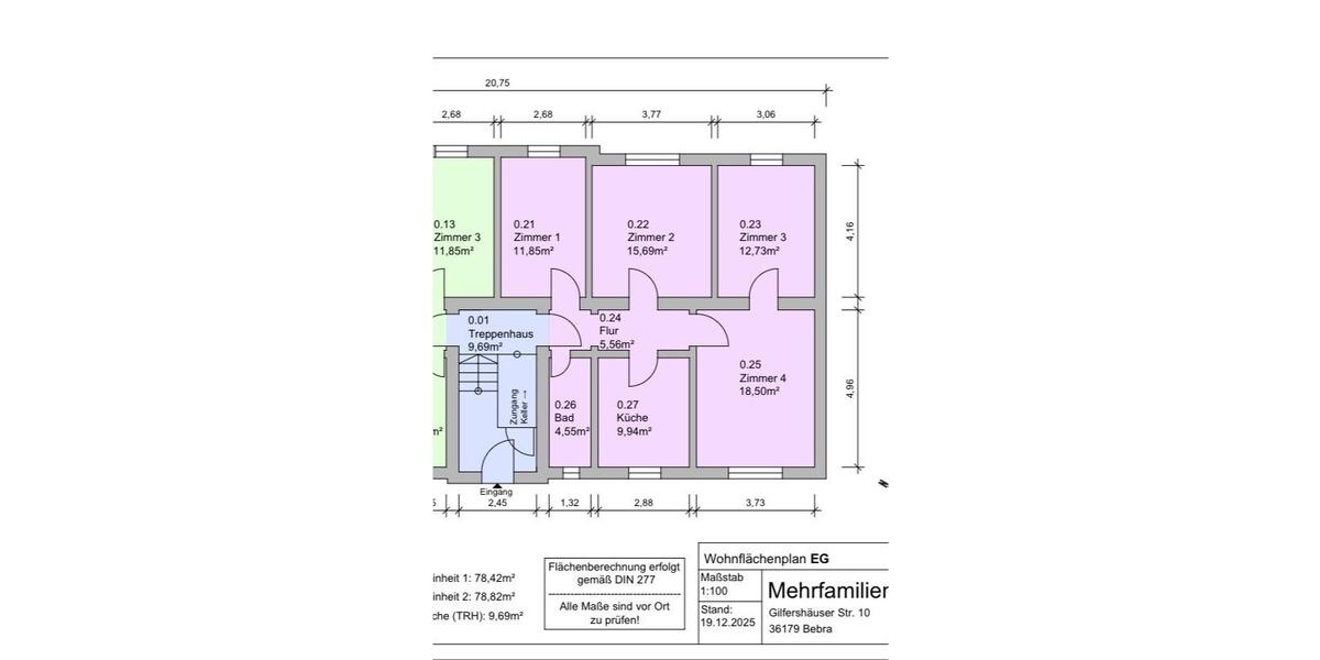 Erdgeschoßwohnung Bebra - 4 Zimmer, 80 m&sup2;, 750&euro; | Angebot:26413123