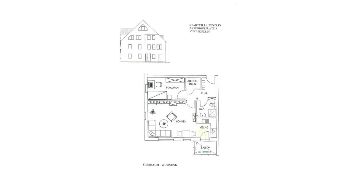 2 Raum Wohnung Erdgeschoss 17217 Penzlin 1 zimmer