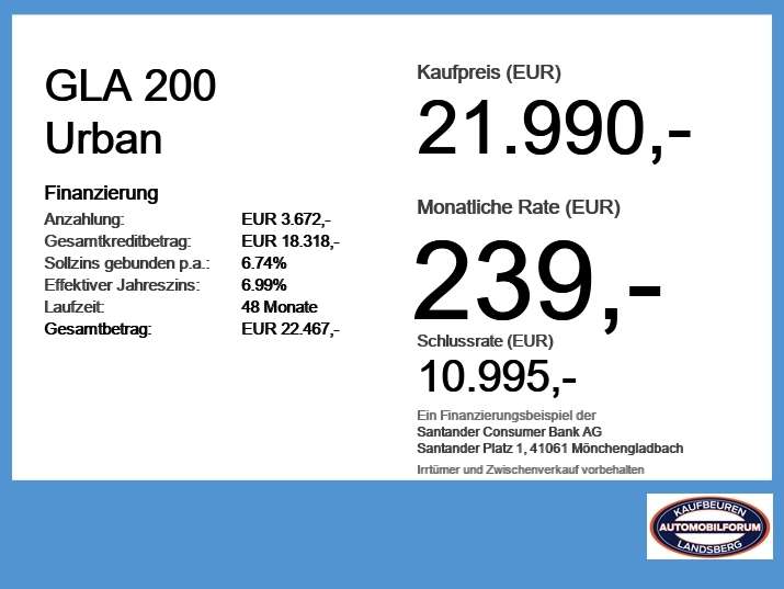 Mercedes-Benz GLA 200 73.841 km 21.990 &euro; Kaufbeuren 87600