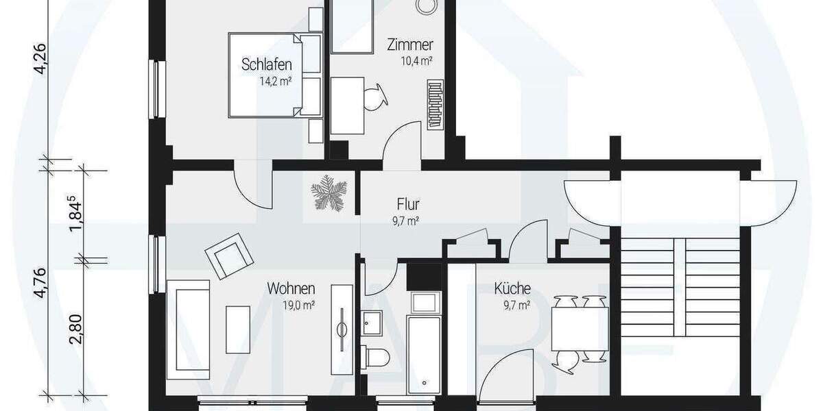 Etagenwohnung Görlitz Hagenwerder - 3 Zimmer, 69 m&sup2;, 466&euro; | Angebot:26875048