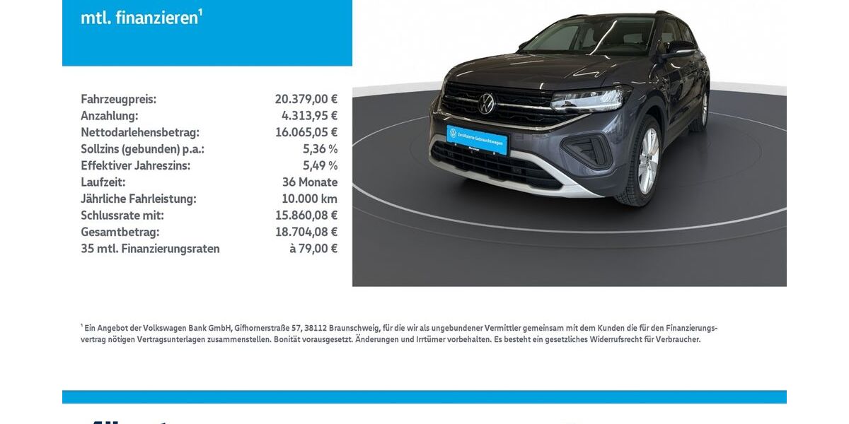 VW T-Cross 23.494 km 20.379 &euro; Leinefelde-Worbis/DE 37327