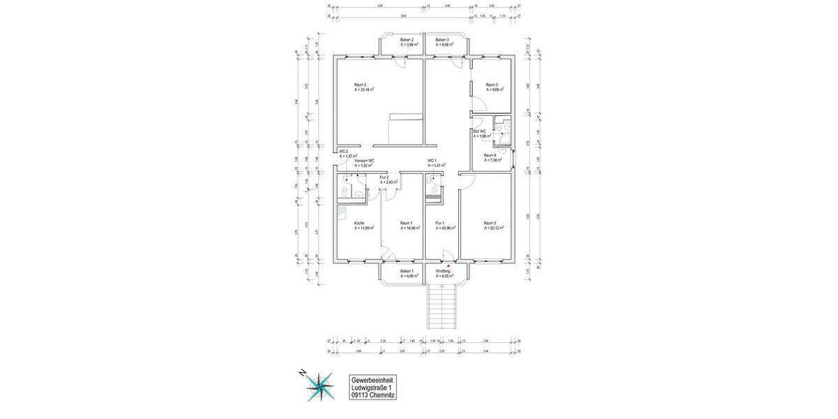 Gewerbeobjekt Chemnitz Schloßchemnitz - 5 Zimmer, 162 m&sup2;, 1.000&euro; | Angebot:26695884
