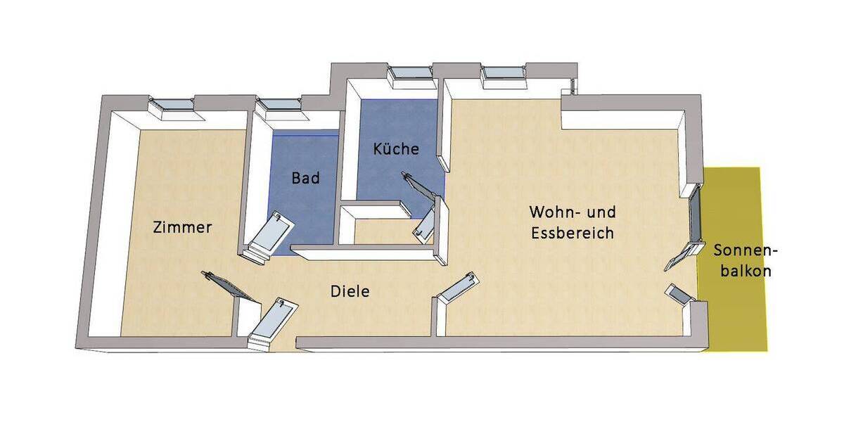 Etagenwohnung Dallgow-Döberitz Dallgow - 2 Zimmer, 59 m&sup2;, 175.000&euro; | Angebot:26358443