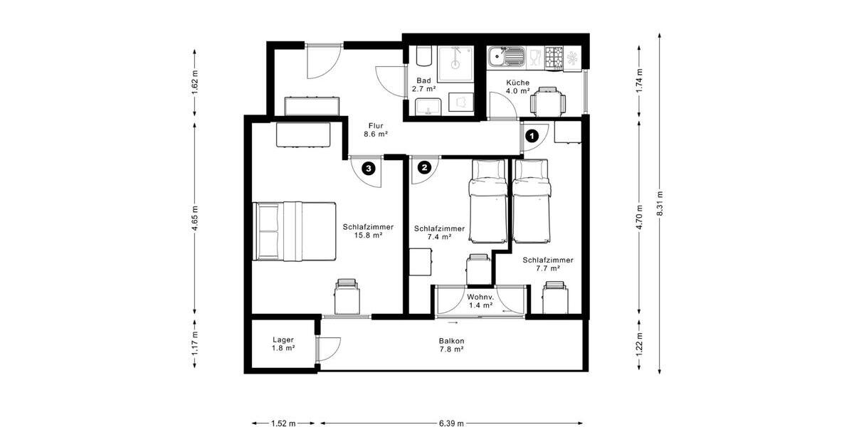 Etagenwohnung Schwalbach am Taunus - 1 Zimmer, 8 m&sup2;, 465&euro; | Angebot:24691836