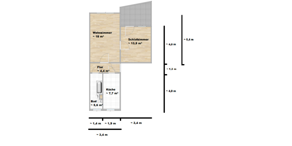 Etagenwohnung Oederan - 2 Zimmer, 53 m&sup2;, 280&euro; | Angebot:22255584