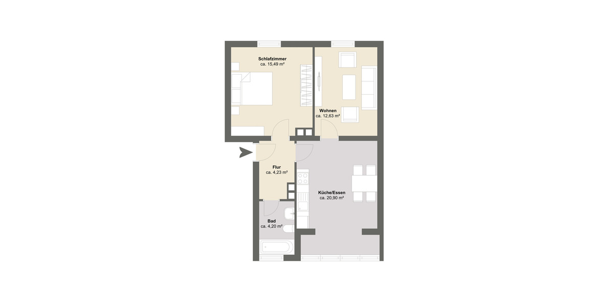 Etagenwohnung Hausham - 2 Zimmer, 57 m&sup2;, 220.000&euro; | Angebot:25986399