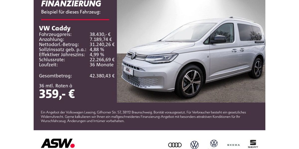 VW Caddy 3.600 km 38.430 &euro; Neckarsulm 74172