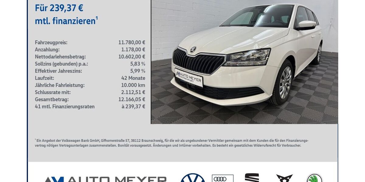 Skoda Fabia 98.513 km 11.780 &euro; Ochsenfurt 97199