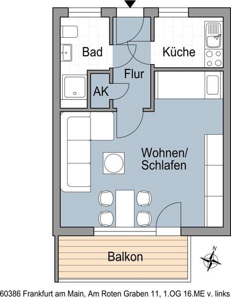 Schöne 1 Zimmerwohnung mit Balkon