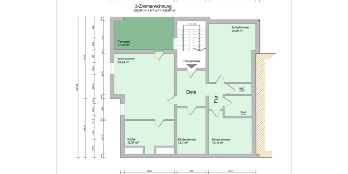 Dachgeschoßwohnung Osterhofen - 4 Zimmer, 111 m&sup2;, 800&euro; | Angebot:25722576