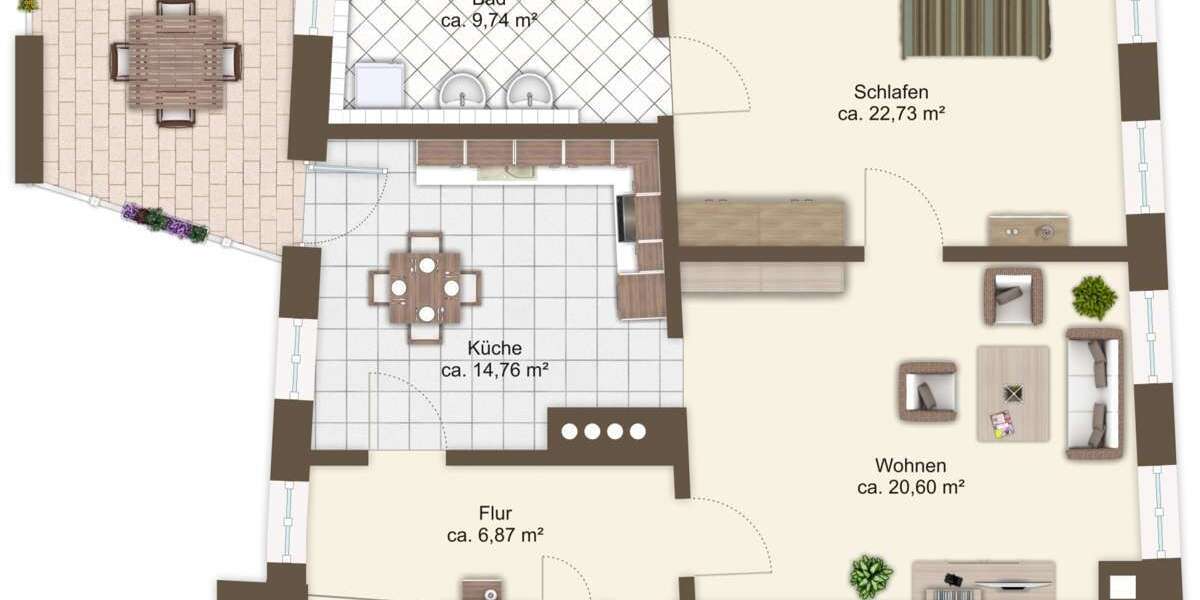 Etagenwohnung Augsburg / Zentrum Zentrum - 2 Zimmer, 91 m&sup2;, 1.400&euro; | Angebot:27350784