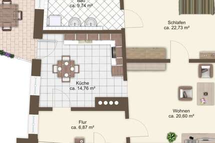 Wohnung Augsburg / Zentrum Zentrum - 2 Zimmer, 91 m&sup2;, 1.400&euro; | Angebot:27350784