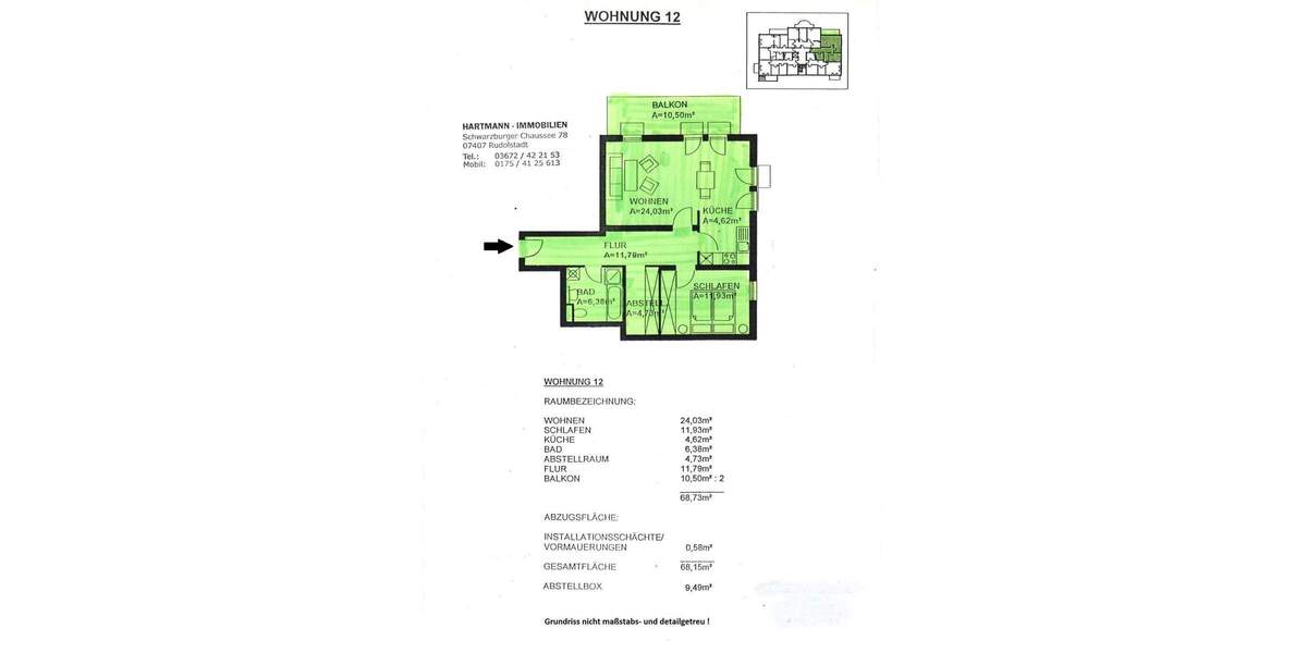 Schöne 2-Zimmer-Wohnung mit Balkon in ruhiger Stadtrandlage von Rudolstadt 2 zimmer