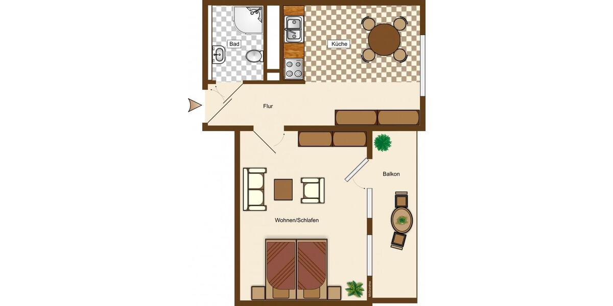 Etagenwohnung Cottbus Sachsendorf - 1 Zimmer, 42 m&sup2;, 370&euro; | Angebot:26278671