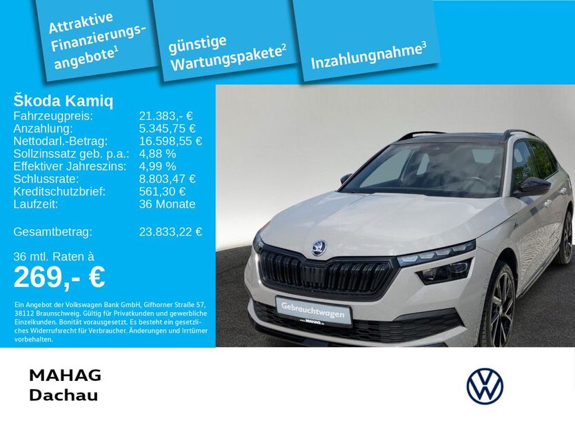 Skoda Kamiq 74.923 km 21.383 € Dachau 85221