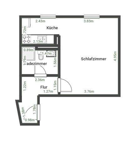 Erdgeschoßwohnung Chemnitz Altendorf - 1 Zimmer, 30 m&sup2;, 41.992&euro; | Angebot:27257969