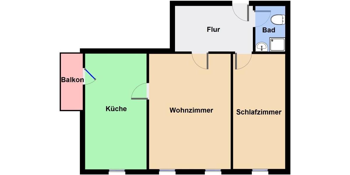 Erdgeschoßwohnung Meißen - 2 Zimmer, 54 m&sup2;, 349&euro; | Angebot:25442767