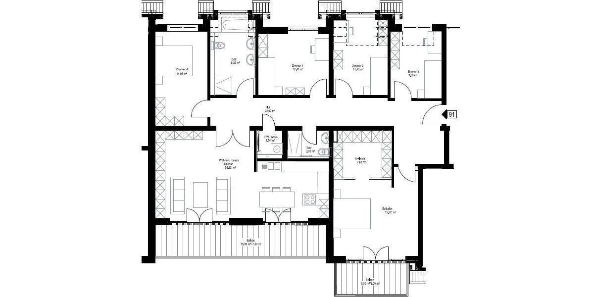 Etagenwohnung Leipzig Wiederitzsch - 6 Zimmer, 158 m&sup2;, 1.695&euro; | Angebot:26840812