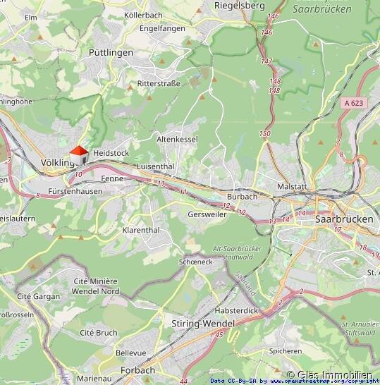 Etagenwohnung Völklingen Stadtmitte - 2 Zimmer, 59 m&sup2;, 99.000&euro; | Angebot:25899686