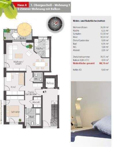 3-Zimmer-Wohnung mit Balkon in Fürth Dambach 3 zimmer