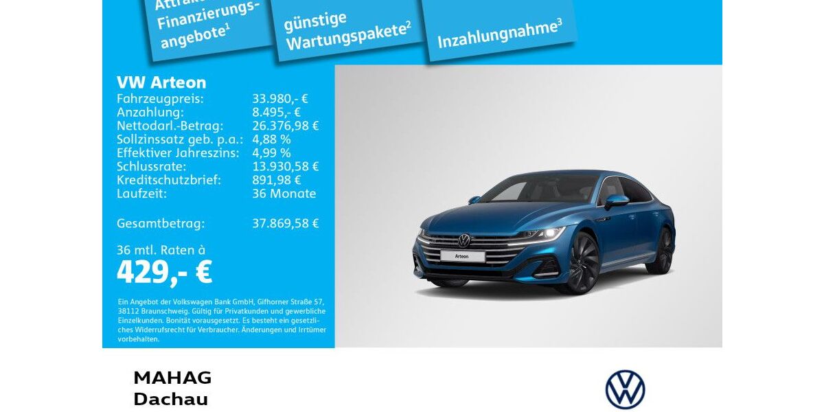 VW Arteon 35.414 km 33.980 € Dachau 85221