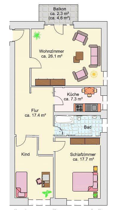 Frisches Wohngefühl! Modernisierte 3-Zimmer-Wohnung! Balkon, neues Bad, neuer Boden, Aufzug