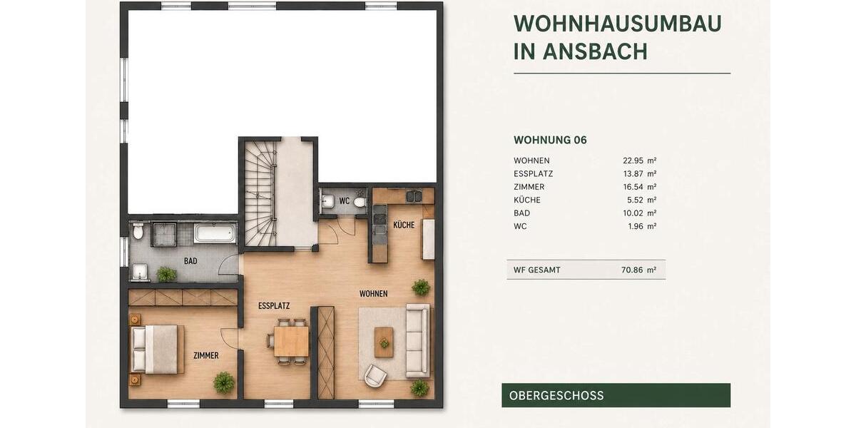 Etagenwohnung Ansbach - 2 Zimmer, 71 m&sup2;, 249.000&euro; | Angebot:26794231