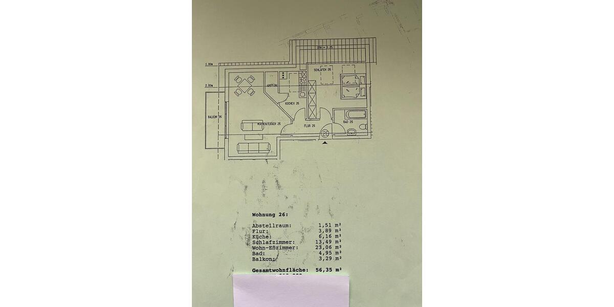 Dachgeschoßwohnung Marburg Marbach - 3 Zimmer, 56 m&sup2;, 185.000&euro; | Angebot:25406532