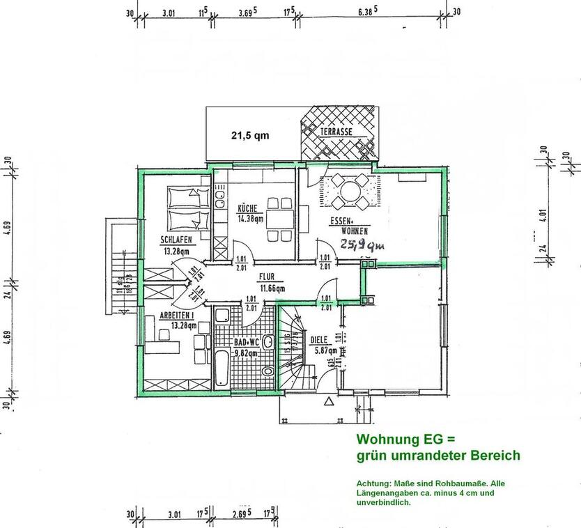 3-Raum Wohnung ca. 86qm in Ottendorf-O. ab 1.11.25 zu vermieten zimmer