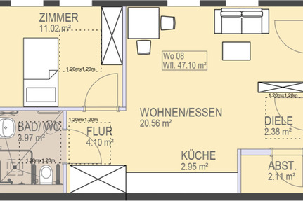 202728: Barrierefreie 49qm Genossenschafts-Wohnung zu mieten