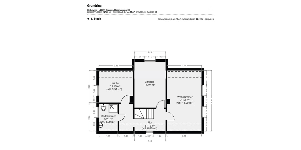 Dachgeschoßwohnung Grasberg - 2 Zimmer, 53 m&sup2;, 650&euro; | Angebot:24793491